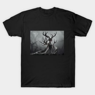 Woman with Antlers (fantasy creature) T-Shirt